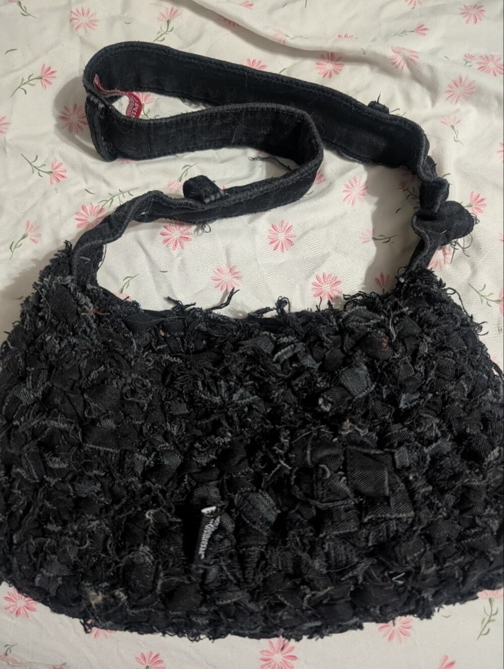 Thriftes Black Textured Shoulder Bag - Unbranded
